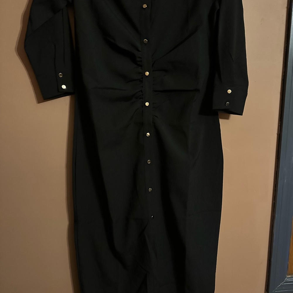 Elegant Black Button-Down Dress